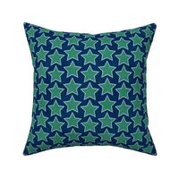 Groovy Emerald Stars (navy) 7"