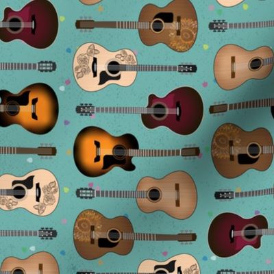 Acoustic Guitars on Teal (small scale)