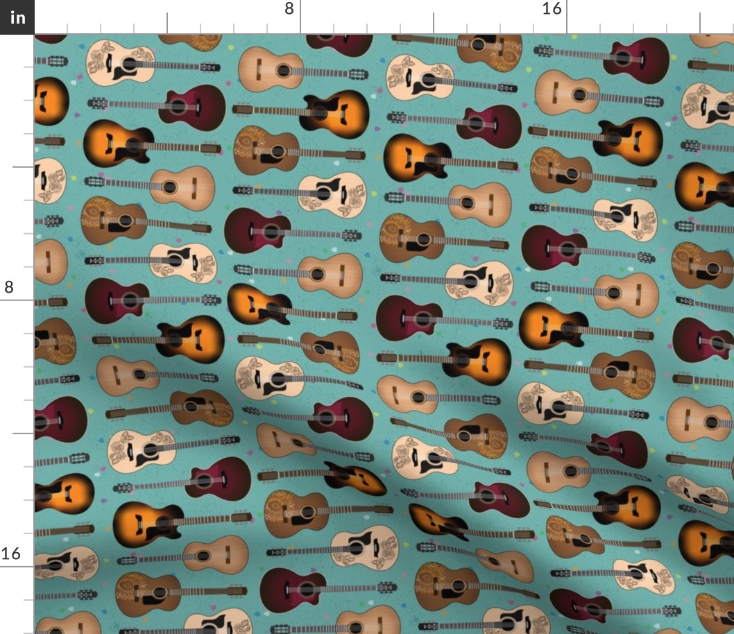 Acoustic Guitars on Teal (small scale)