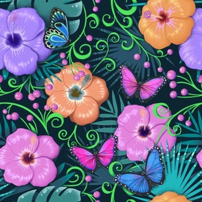 Moody Tropical Flora Wallpaper