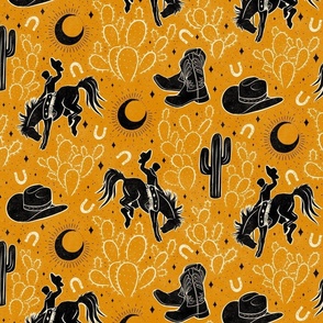 Cowboys and Cacti - large - marigold and black