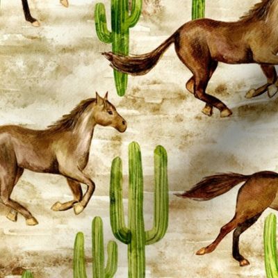 Wild and Free Watercolor Horses
