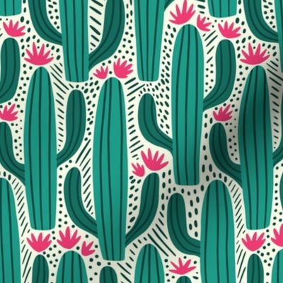 Large | Cactus Country | Bold Teal & Hot Pink