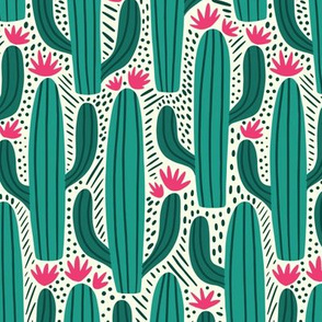 Large | Cactus Country | Bold Teal & Hot Pink