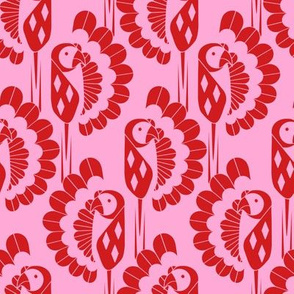 Tropical Bird Dance in Pink + Red