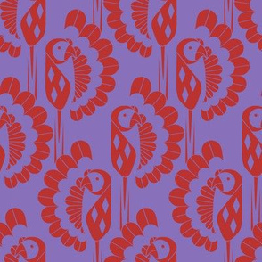 Tropical Bird Dance in Hebe Purple + Poppy Orange