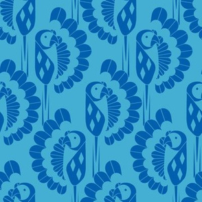 Tropical Bird Dance in Tonal Blue