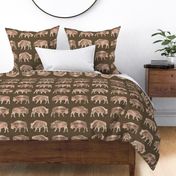 Watercolor Bison Silhouettes on Brown