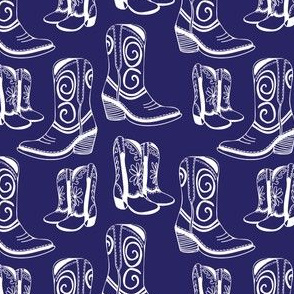 Home is Where my Cowboy Boots Are - White on navy blue (small)