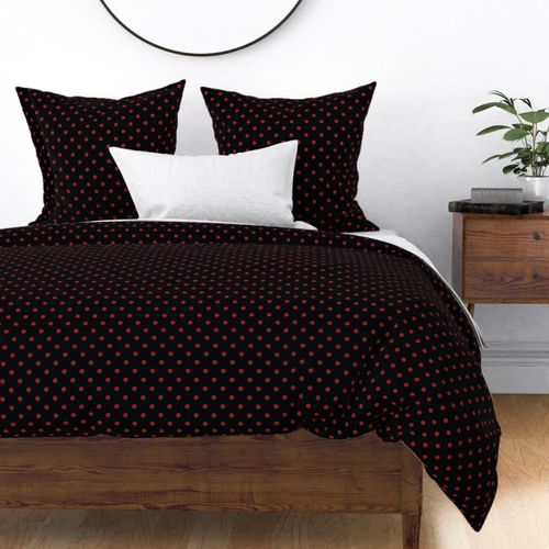 Black With Dark Red Polka Dots - Medium (Strawberry Cream Collection)