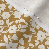 ditsy floral in golden wheat and ivory, farmhouse floral, vintage style © TerriConradDesigns