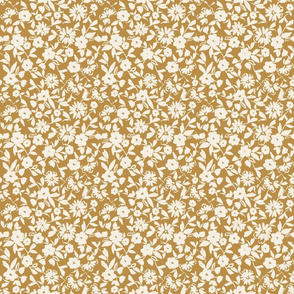 ditsy floral in golden wheat and ivory, farmhouse floral, vintage style © TerriConradDesigns