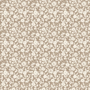 taupe ivory whimsical painterly floral farmhouse cottage floral vintage style bespoke hygge style TerriConradDesigns