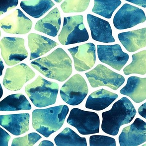 Animal Pattern Watercolor Green and Blue