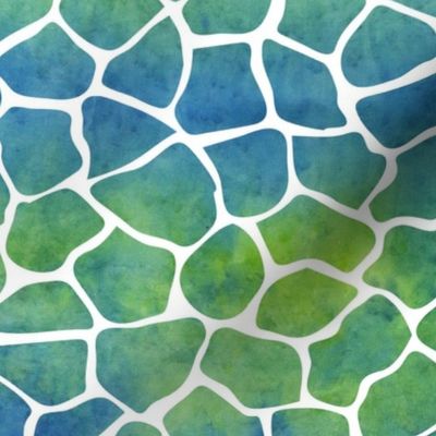 Animal Pattern Watercolor Green and Blue Bright