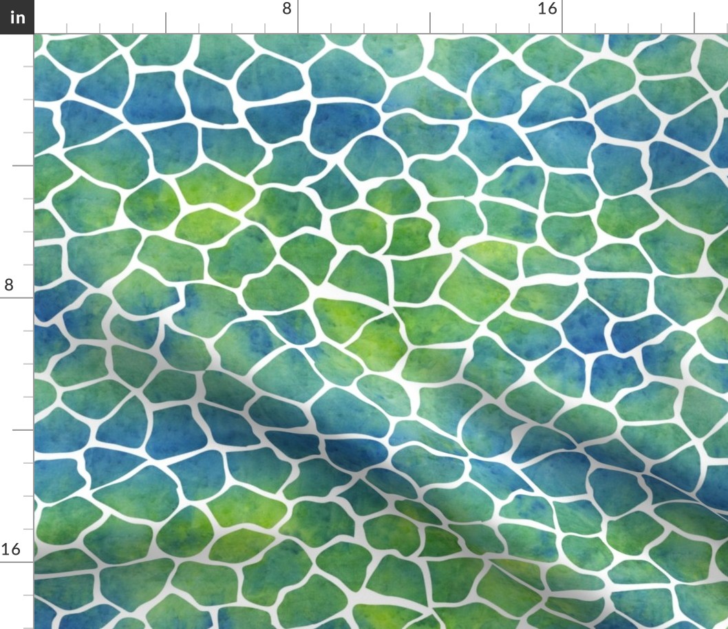 Animal Pattern Watercolor Green and Blue Bright