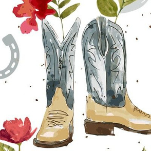 Western Boots on White - Large