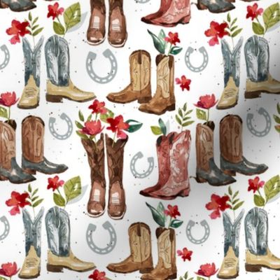 Western Boots on White - Small
