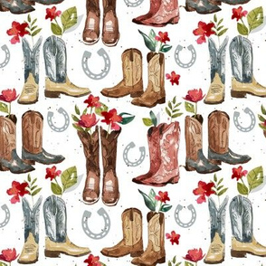 Western Boots on White - Small