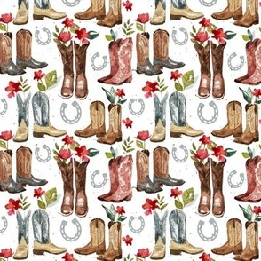 Western Boots on White - Mini