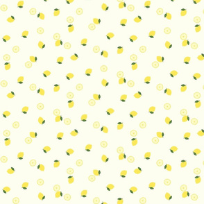small - bright yellow lemons on yellow
