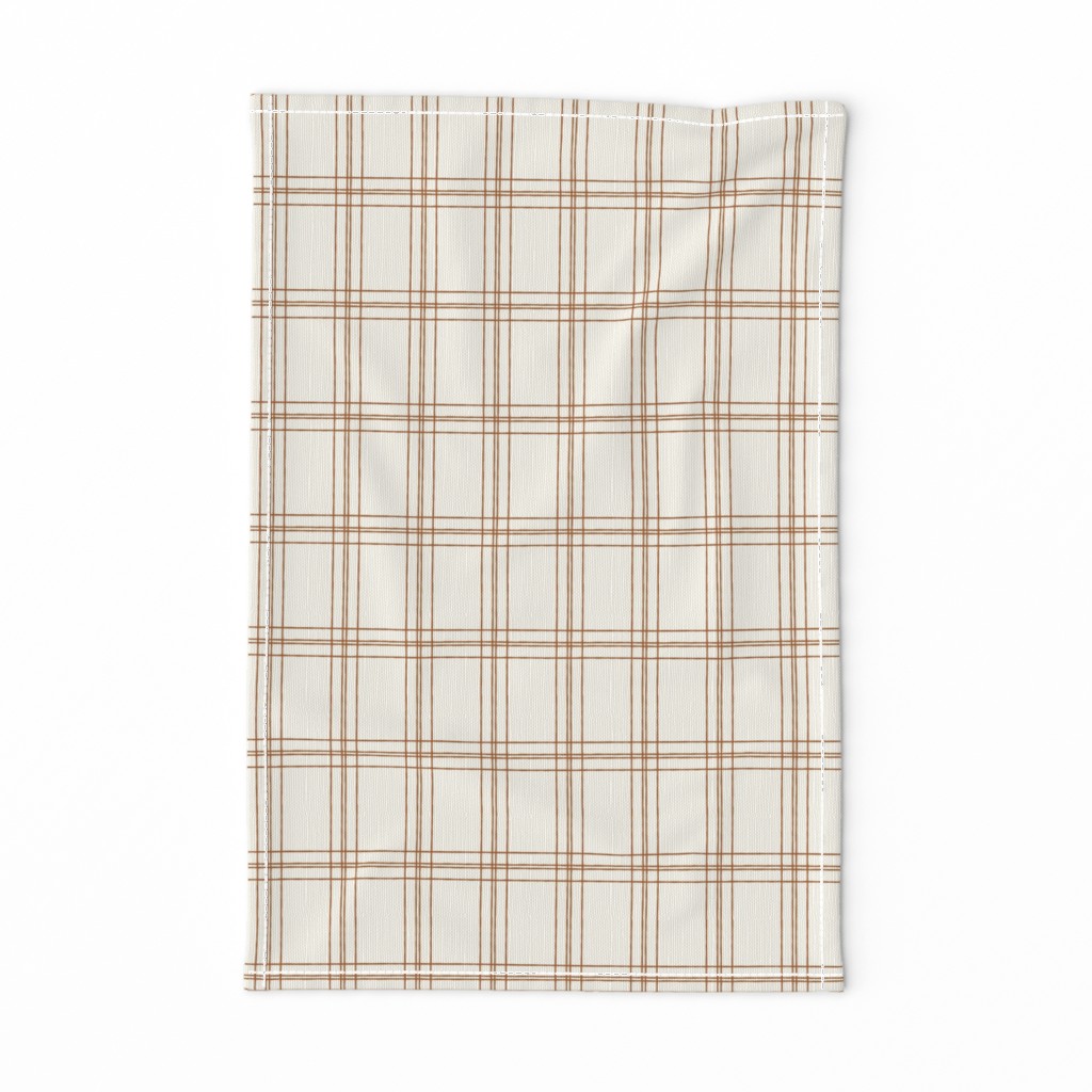 Lined Linens - Quad Plaid - Terra cotta, Ivory