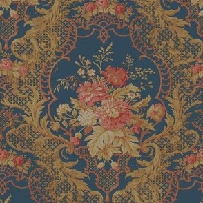 French Bouquet Wallpaper Night Blue