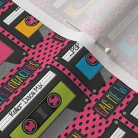 Cassettes on Pink and Black Polka Dots