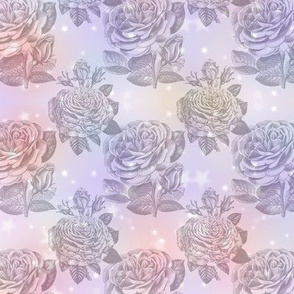 Roses on a pastel rainbow background