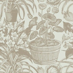 Garden Toile in Taupe + Almond