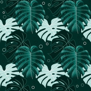 Monstera Pattern - Dark Teal