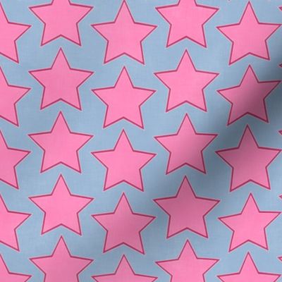 Groovy Pink Stars (dusty blue) 7"