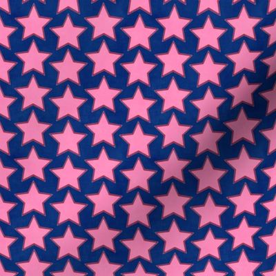 Groovy Pink Stars (sapphire blue) 4" tiny