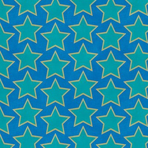 Groovy Peacock Stars (French blue) 6" small