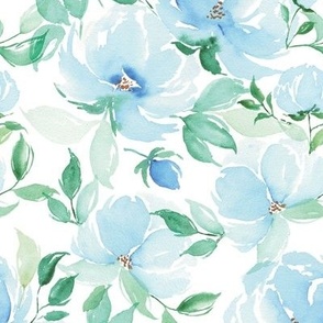 Watercolour Blue Spring Peony 