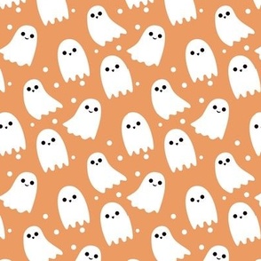 Halloween Cute Ghost Kids, Pets, Custom Orange HEX#ec9b63 