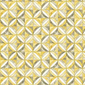 Watercolour Geometric Gray and Yellow-Large
