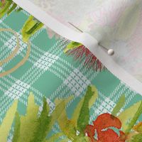 Palaka fabric with haku lei mint green