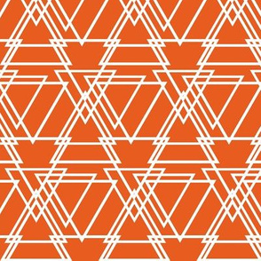 Orange Fabric with a White Geometric Triangle Design