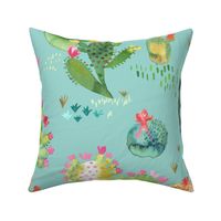 Western paddle cactus floral Mint green Big