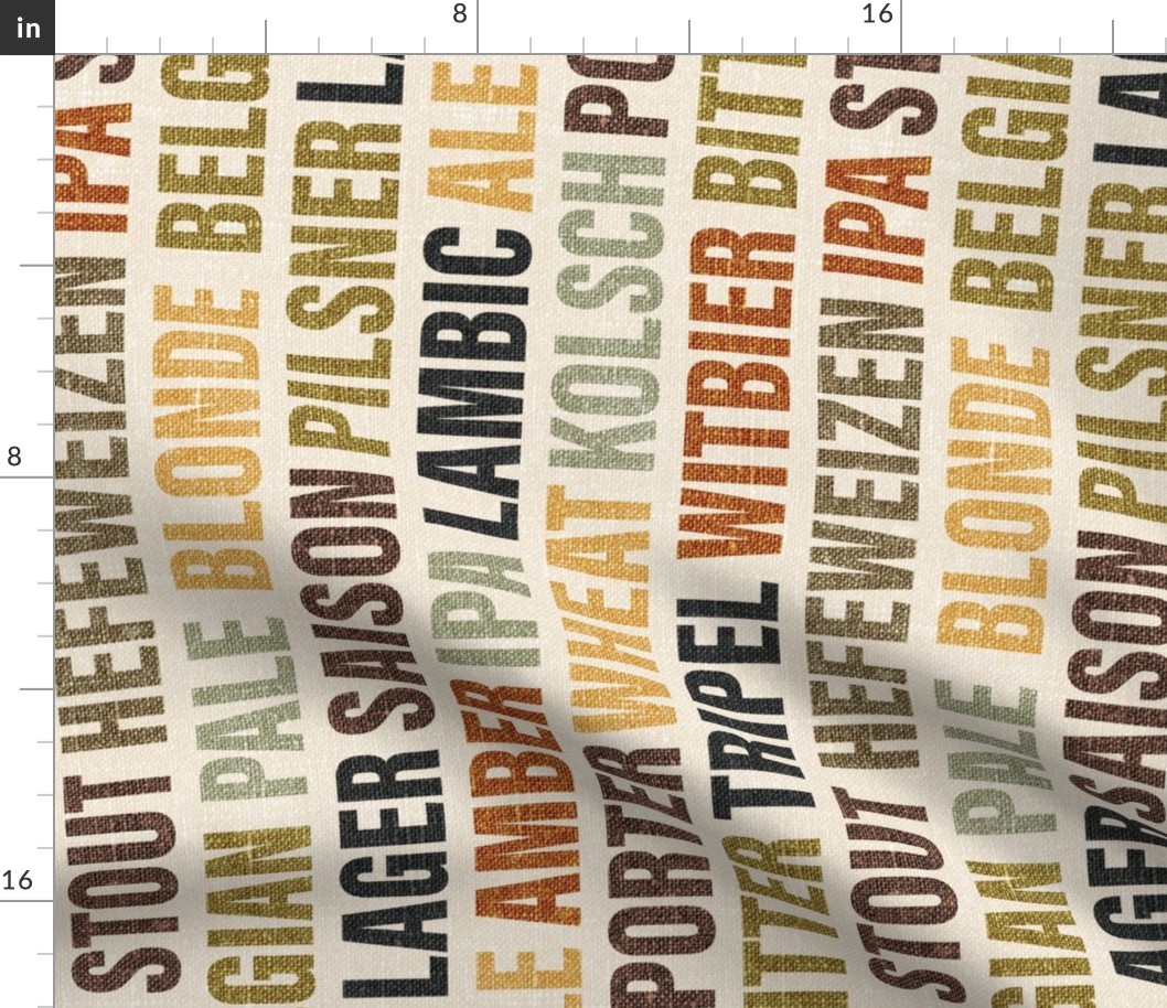 Beer Typography on Camel Linen Rotated - large scale