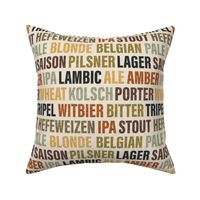 Beer Typography on Camel Linen - large scale