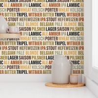 Beer Typography on Camel Linen - large scale