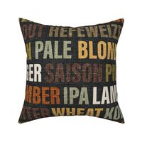 Beer Typography on Grey Linen - extra large scale