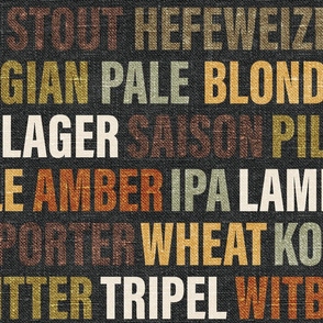 Beer Typography on Grey Linen - extra large scale