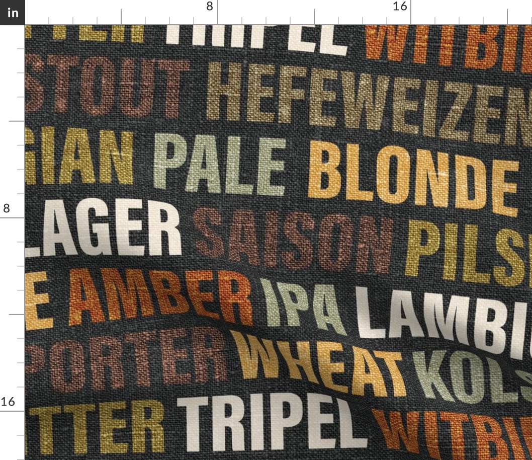 Beer Typography on Grey Linen - extra large scale