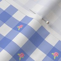 Gingham and Roses, blue