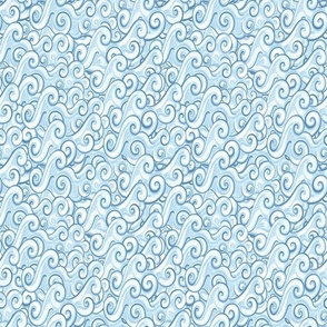 Ocean Waves Nautical Nursery Medium Blue