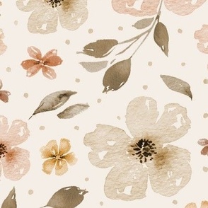 ( large ) Country Florals - Neutral - watercolor flowers