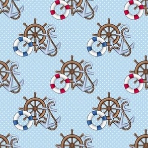 Smaller Steamboat Willie Nautical Nursery Anchors Life Rings Ship Wheel Blue